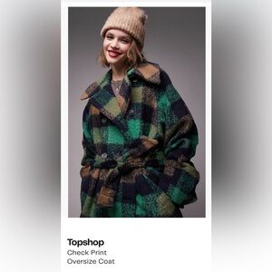 TOPSHOP Check Print Oversized Coat